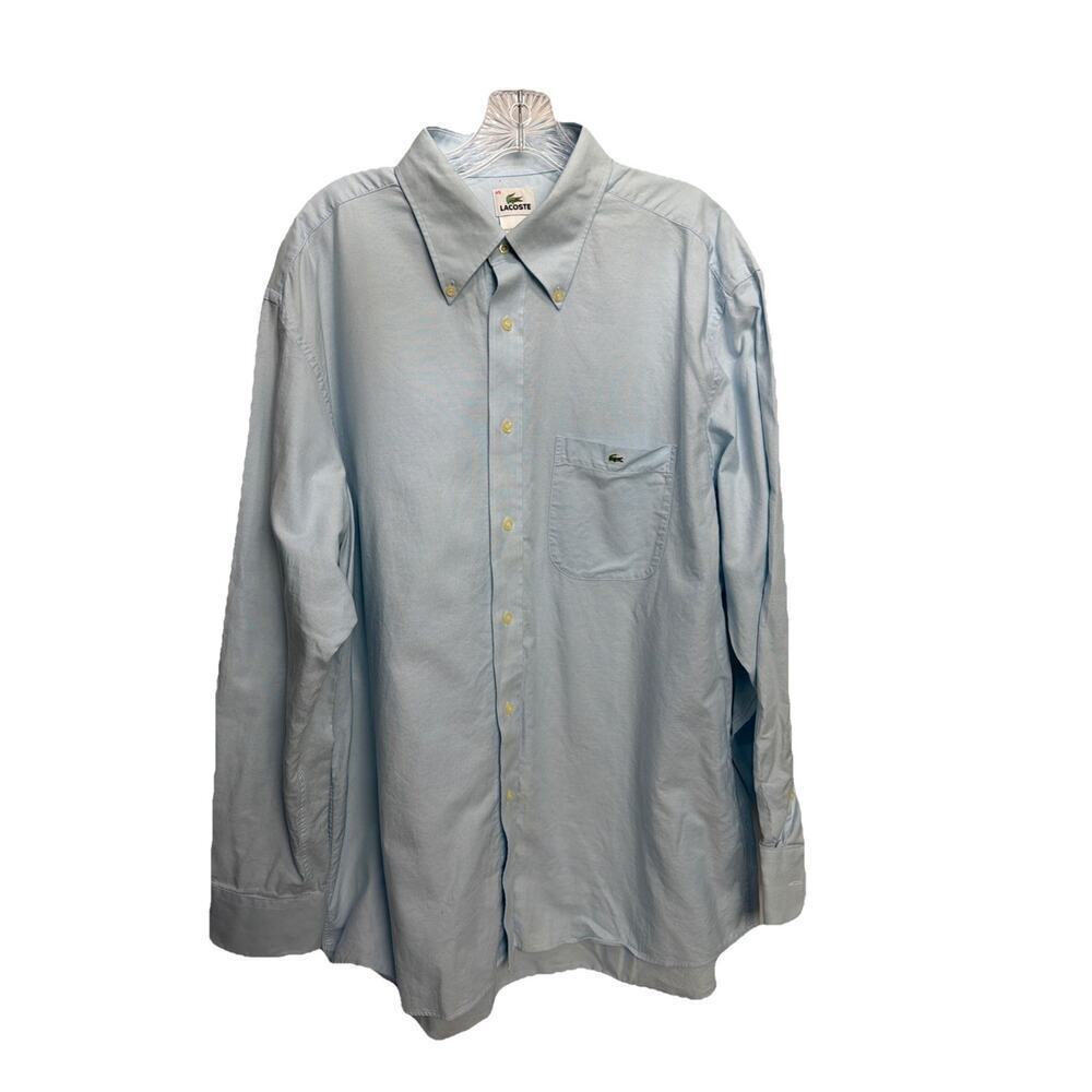 Lacoste Mens Light Blue Cotton Button-Down Shirt Size 45